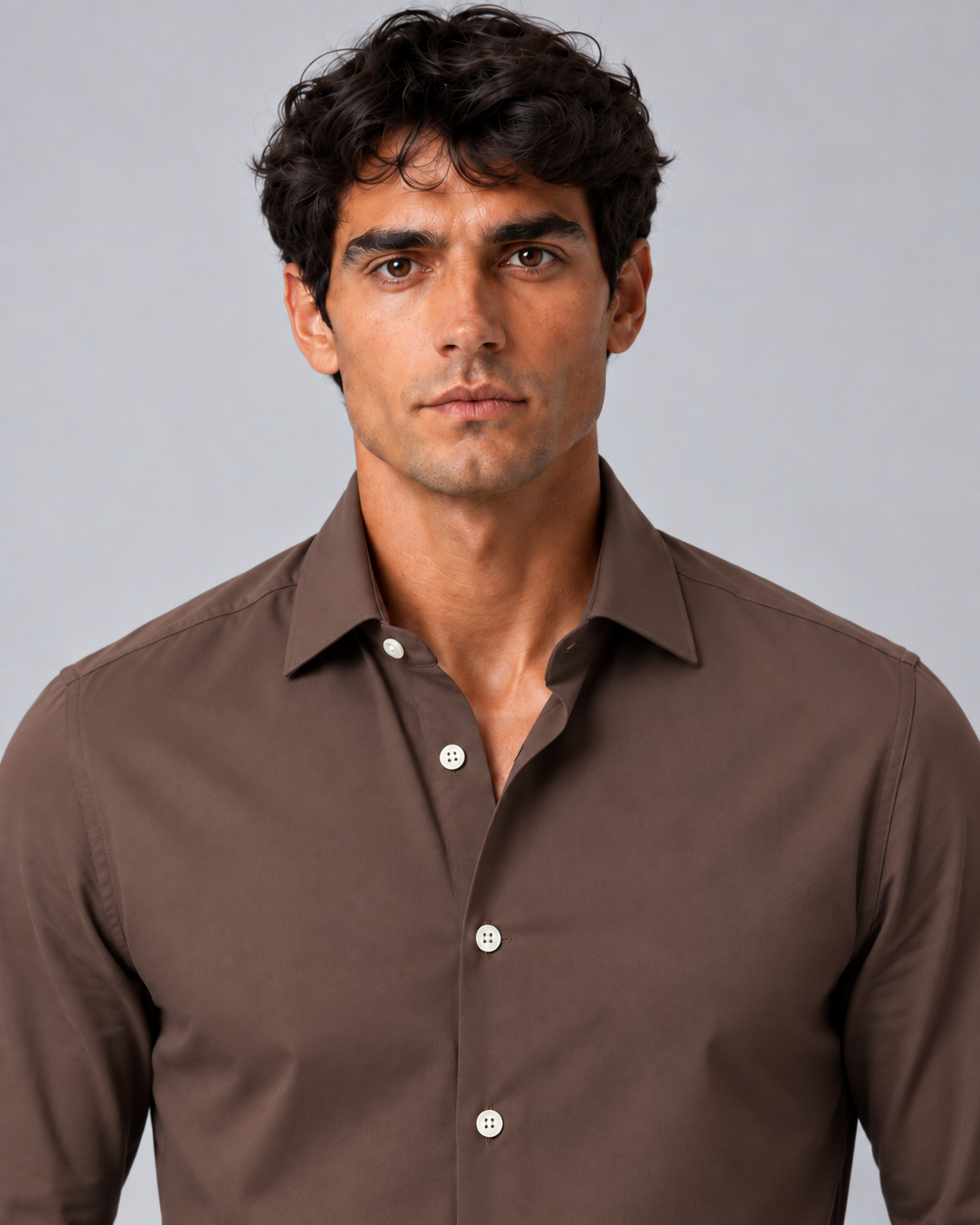 Camicia non stiro marrone