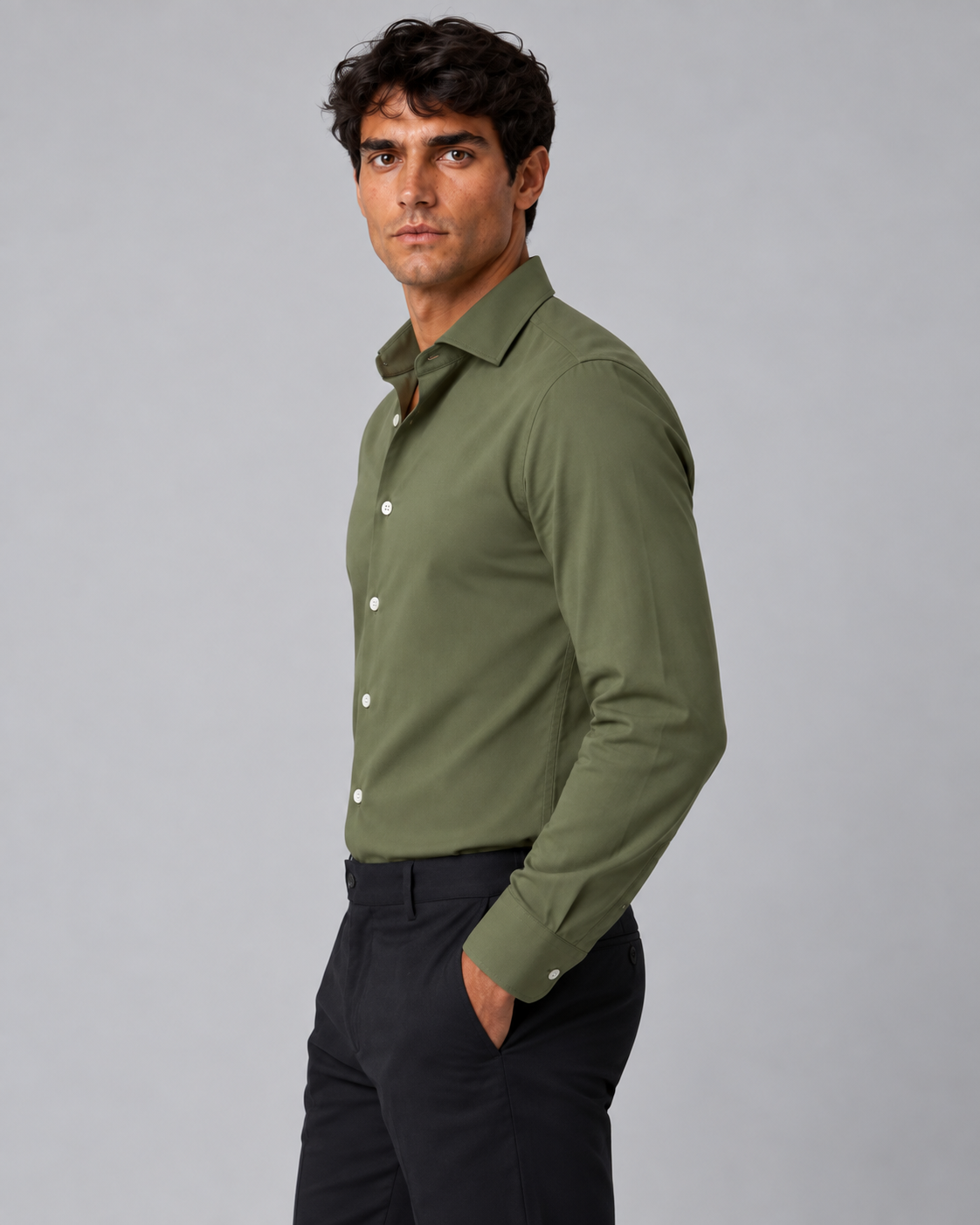Camicia verde Militare non stiro