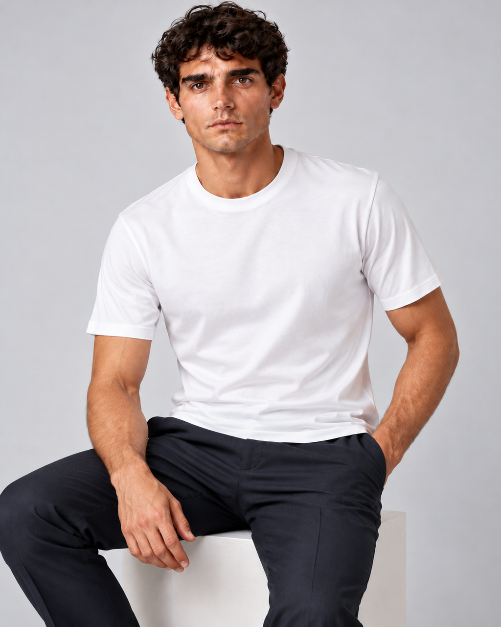 T shirt in filo di scozia bianca