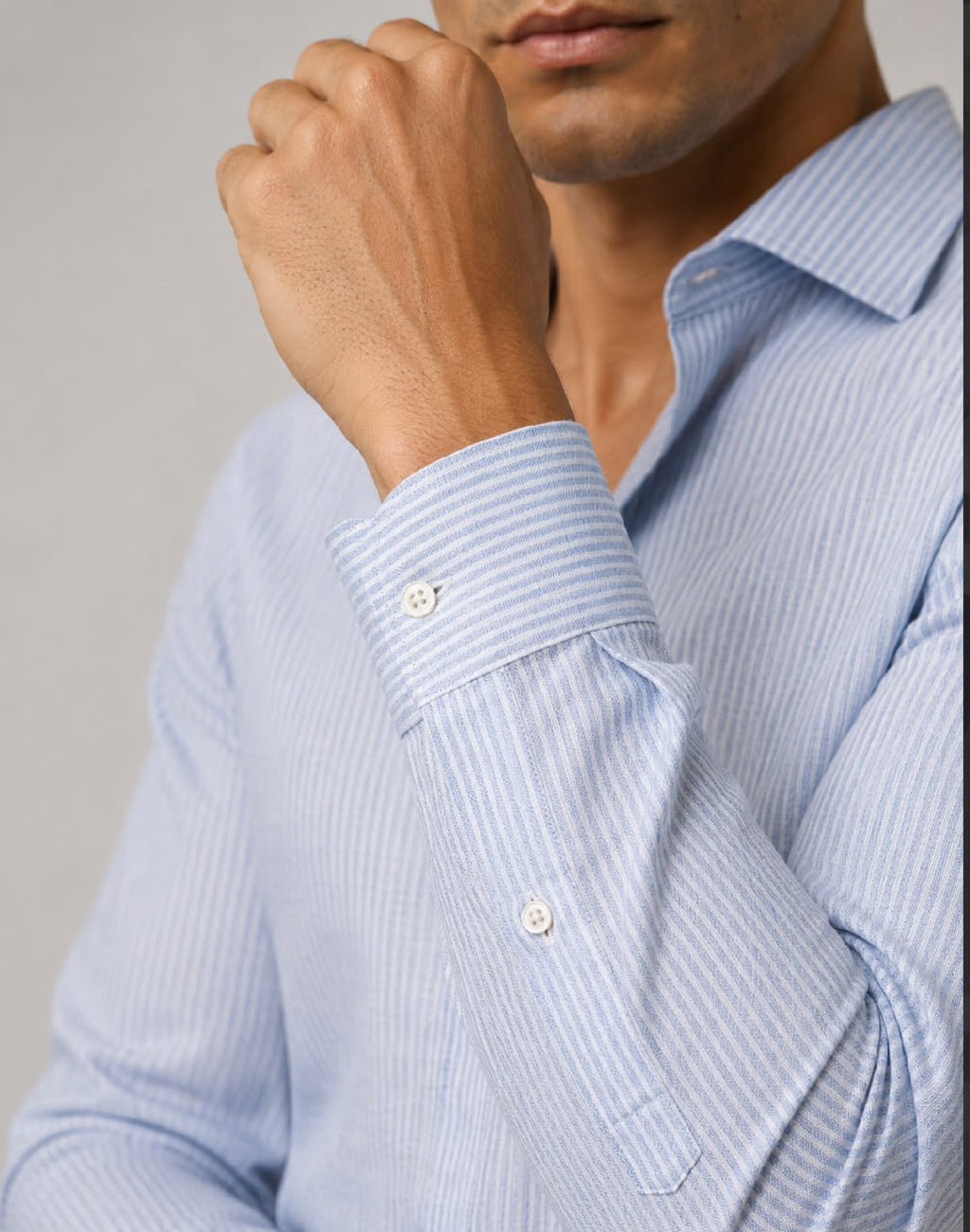 Camicia brami lino righe azzurre