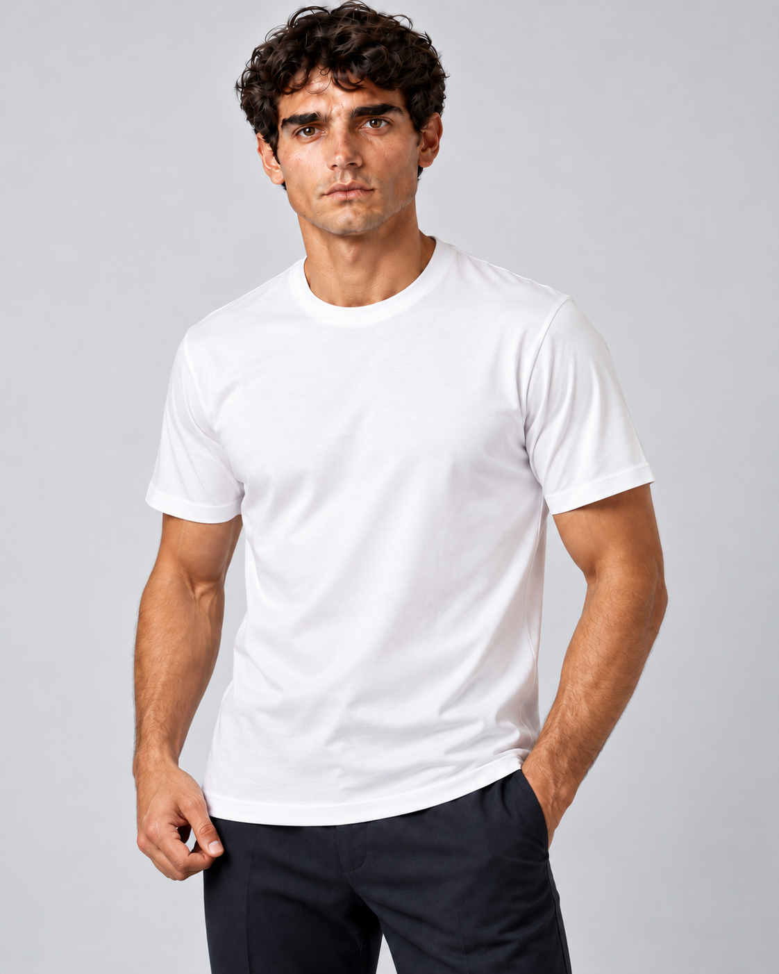 T shirt in filo di scozia bianca