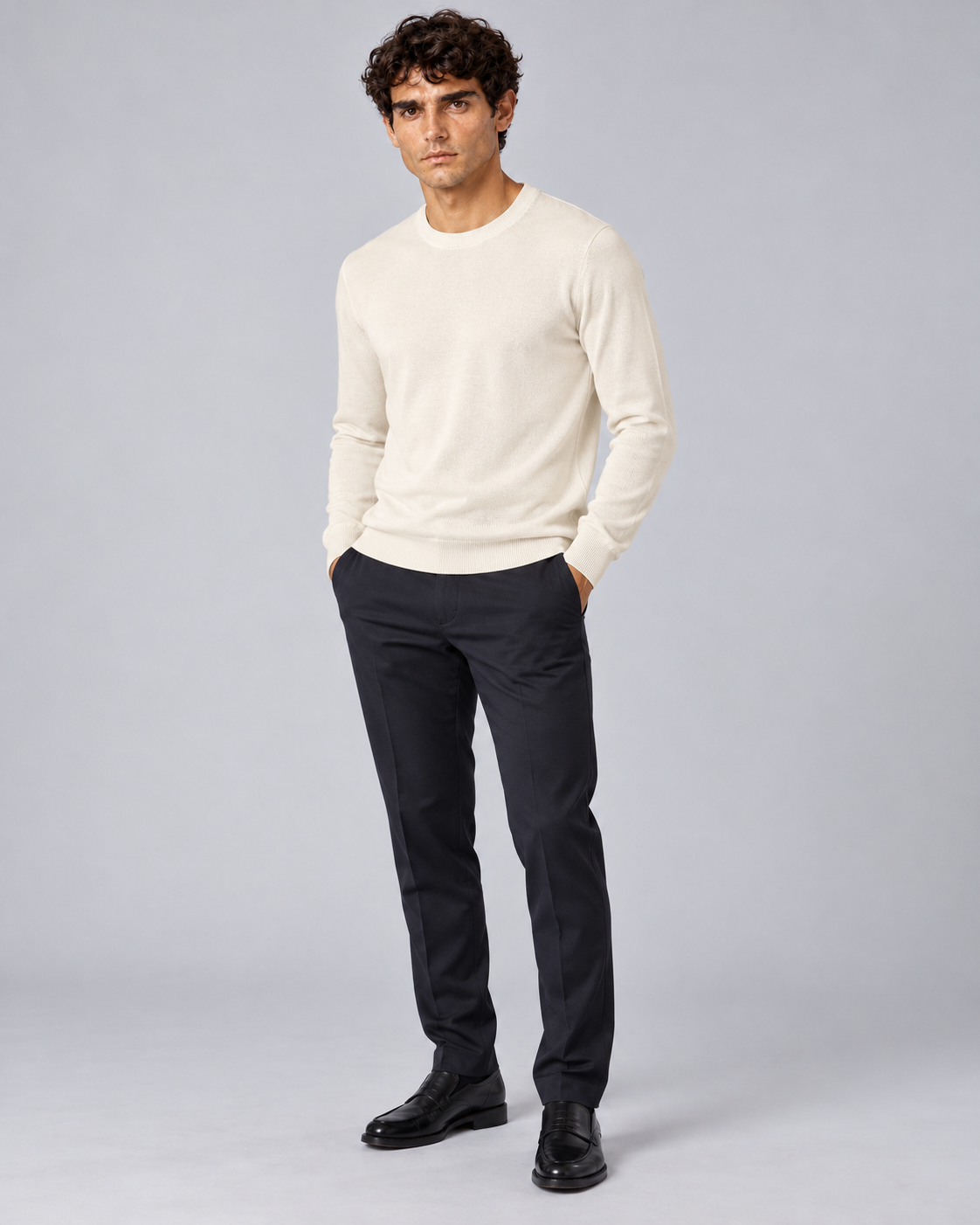 Maglia in lana merino bianco