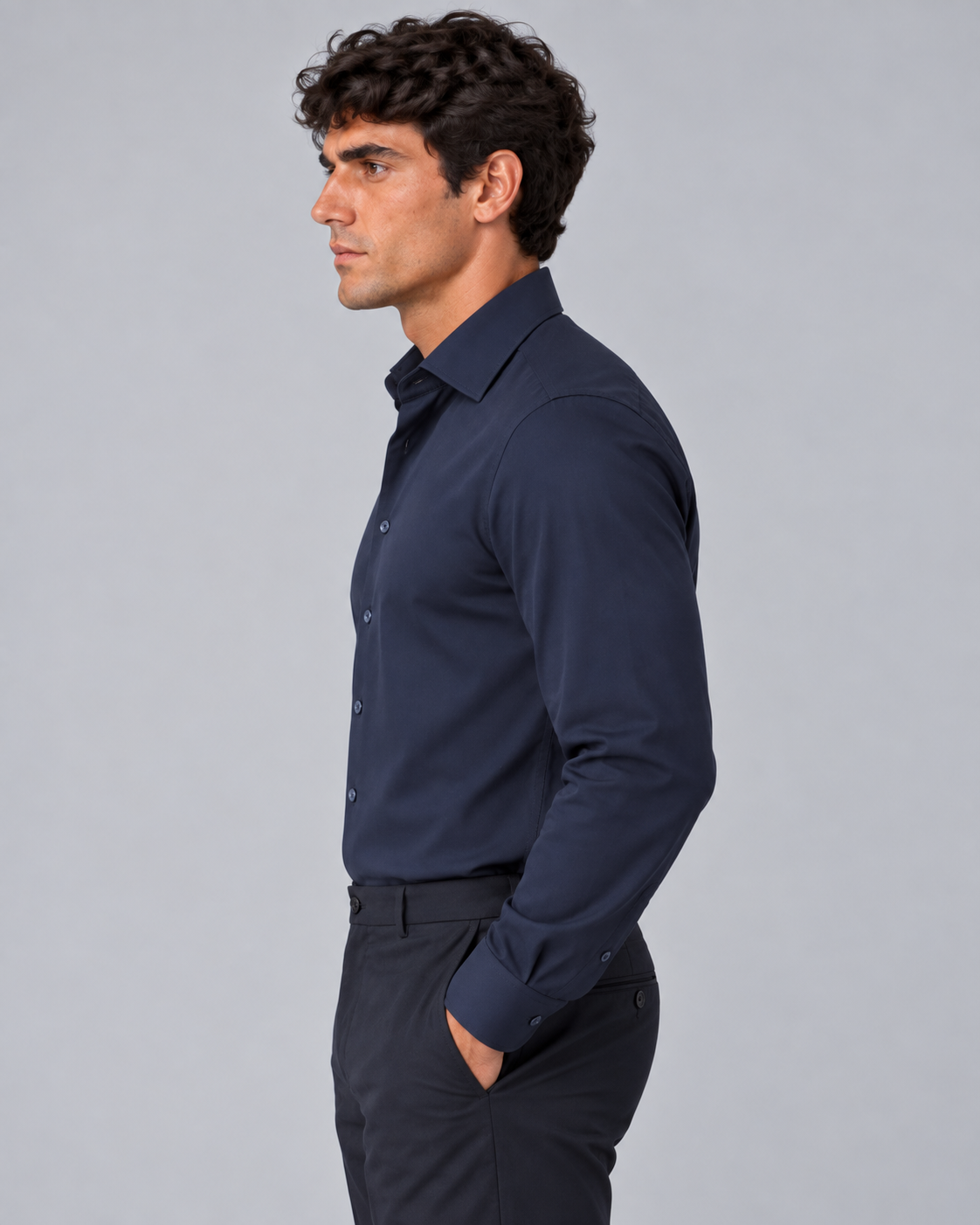 Camicia blu non stiro slim