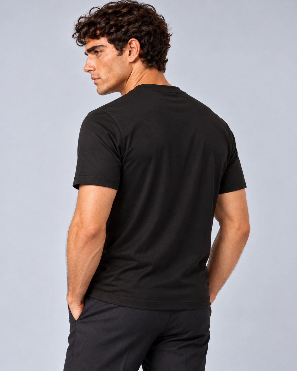 T shirt in filo di scozia nero
