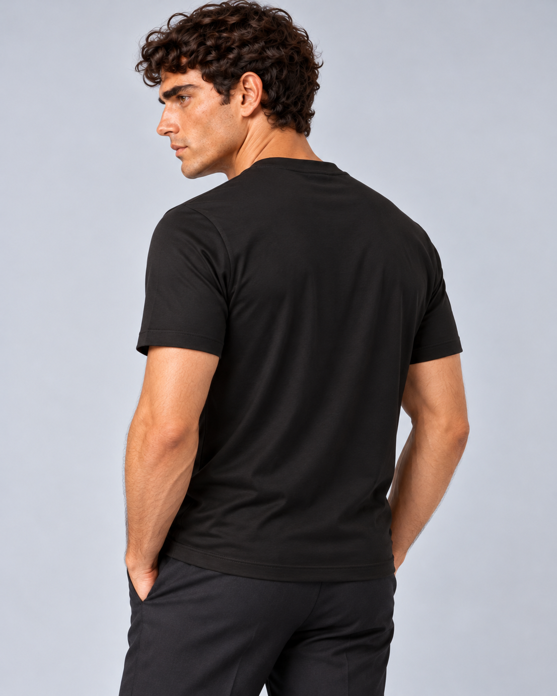 T shirt in filo di scozia nero