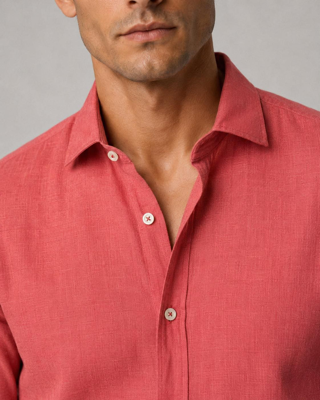 Camicia Lino corallo