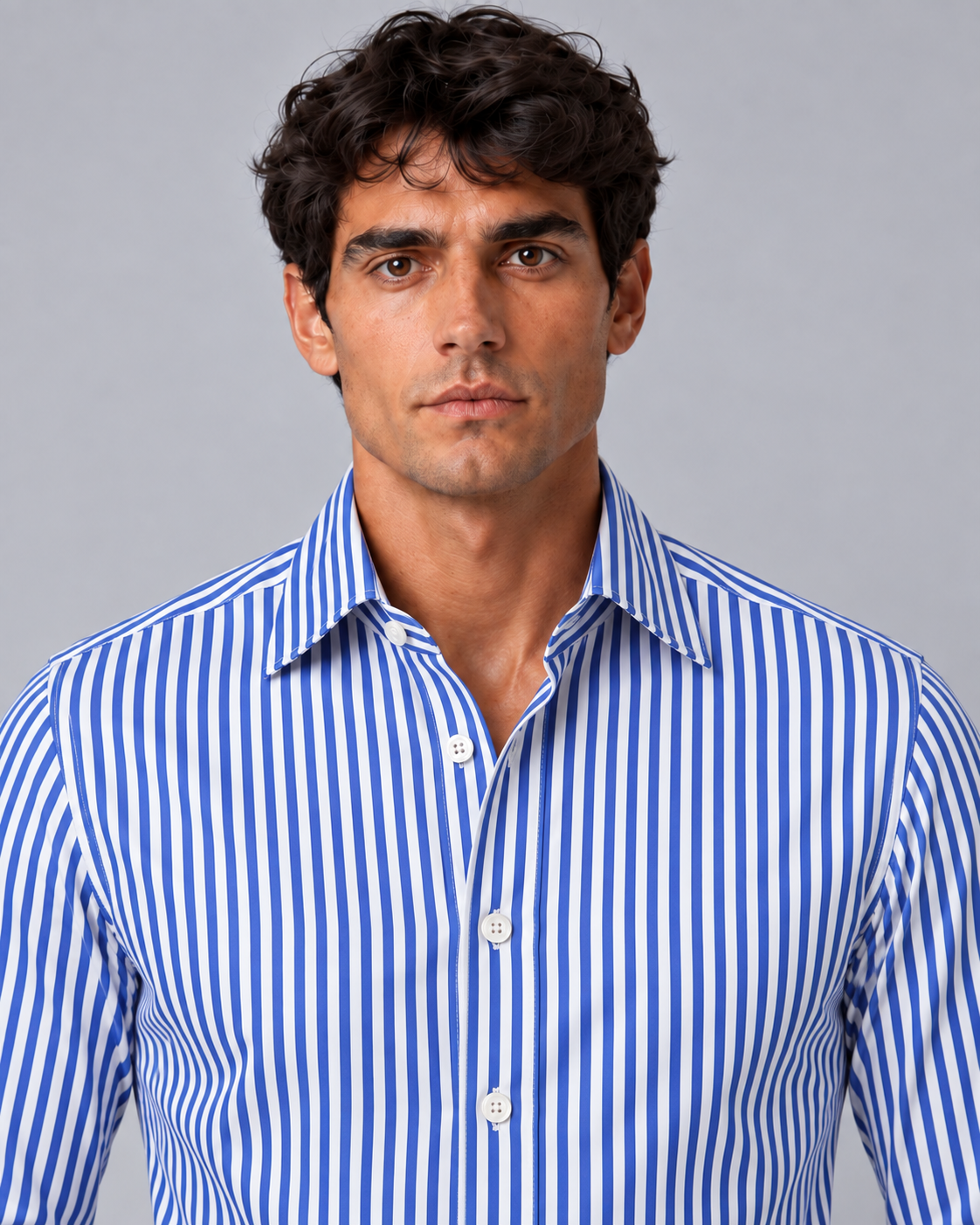 Camicia righe blu/bianco non stiro