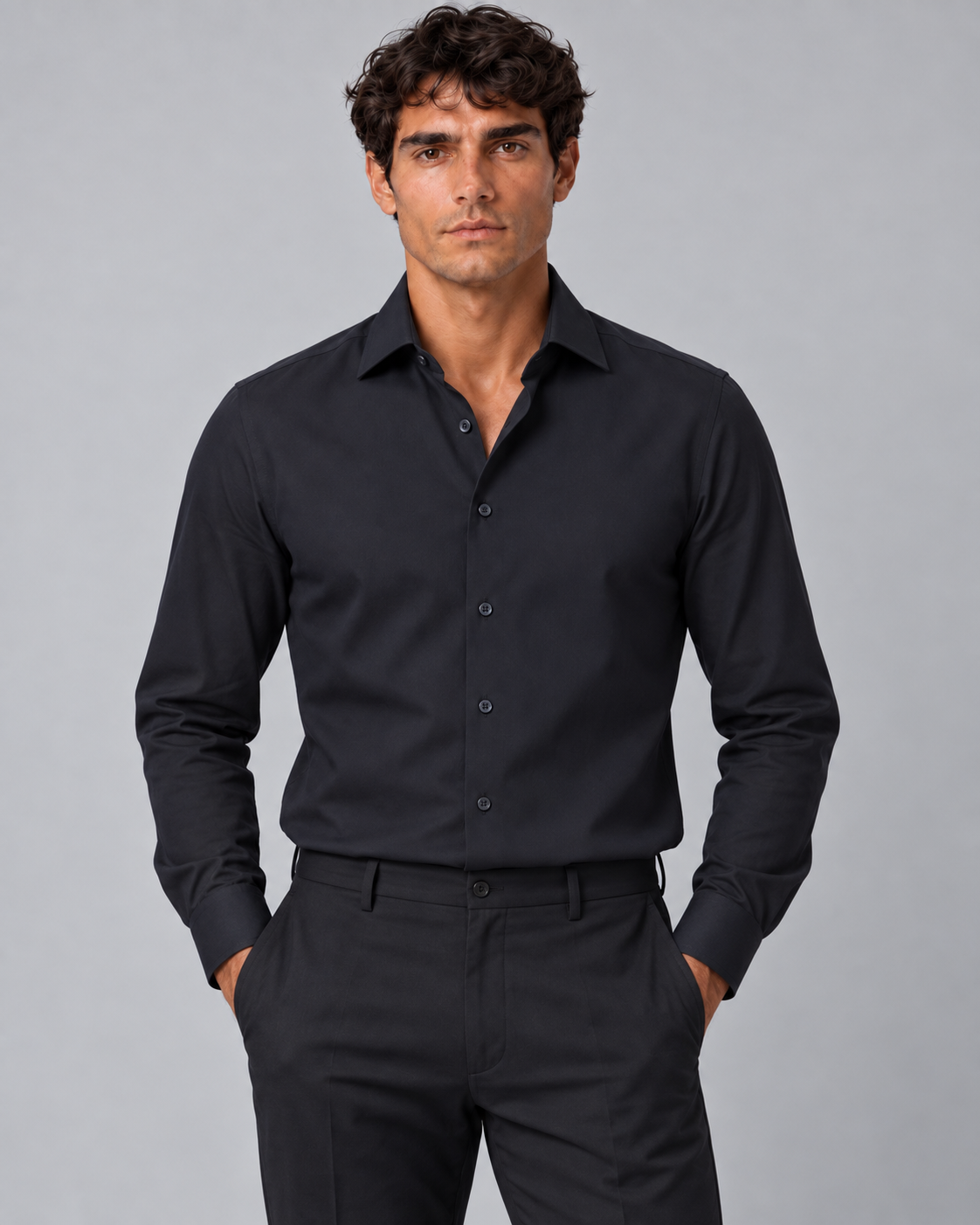 Camicia nera non stiro regular