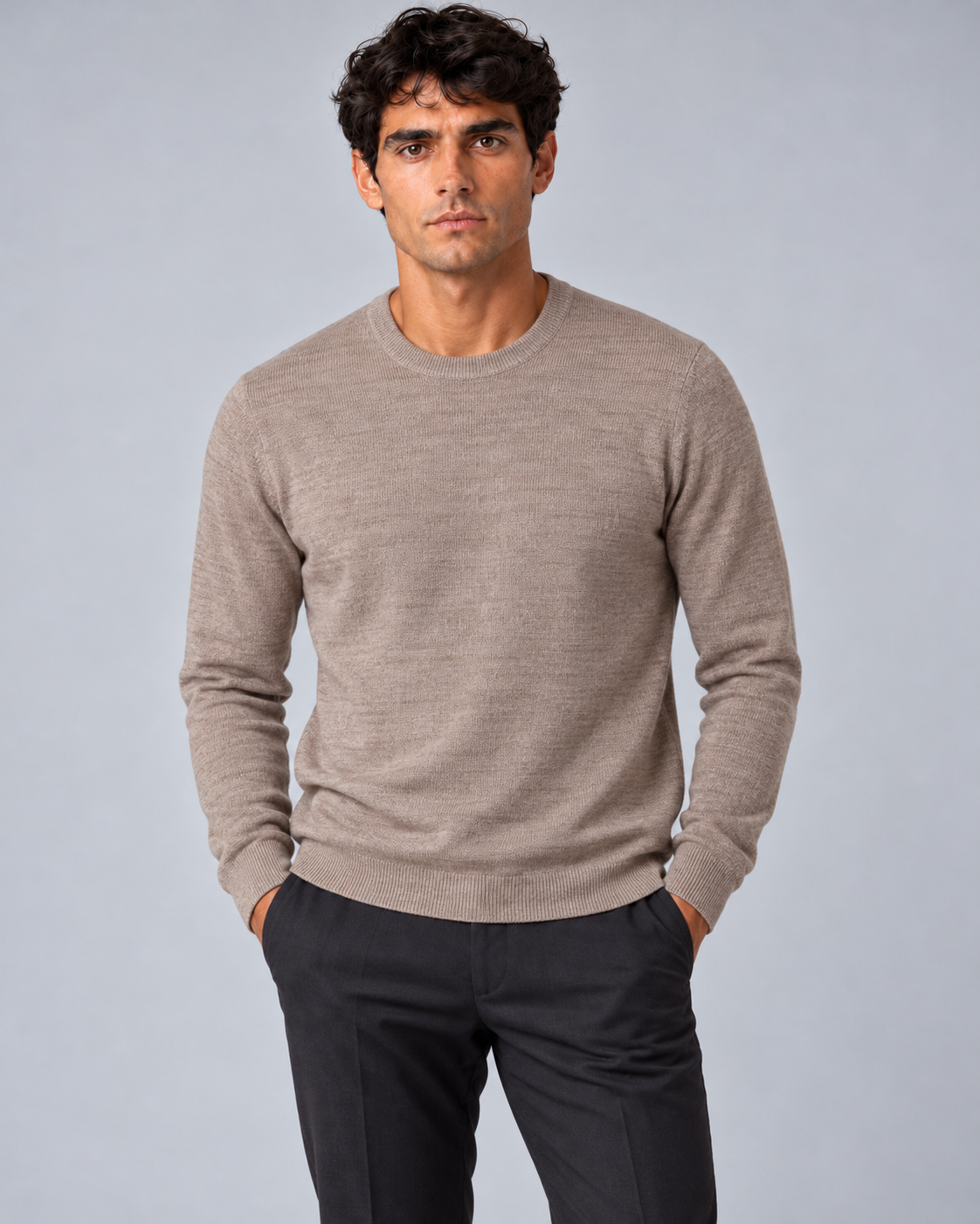 Maglia in lana merino fango