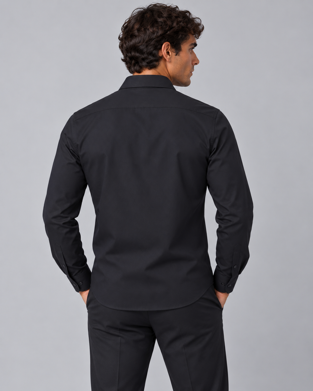 Camicia uomo non stiro nero slim