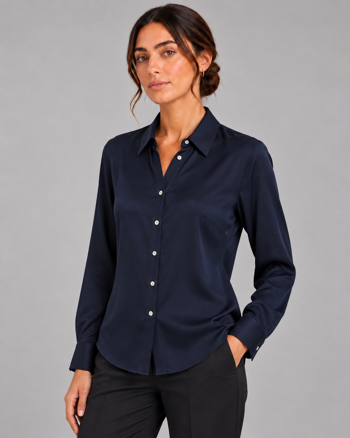 Camicia blu Nico in seta
