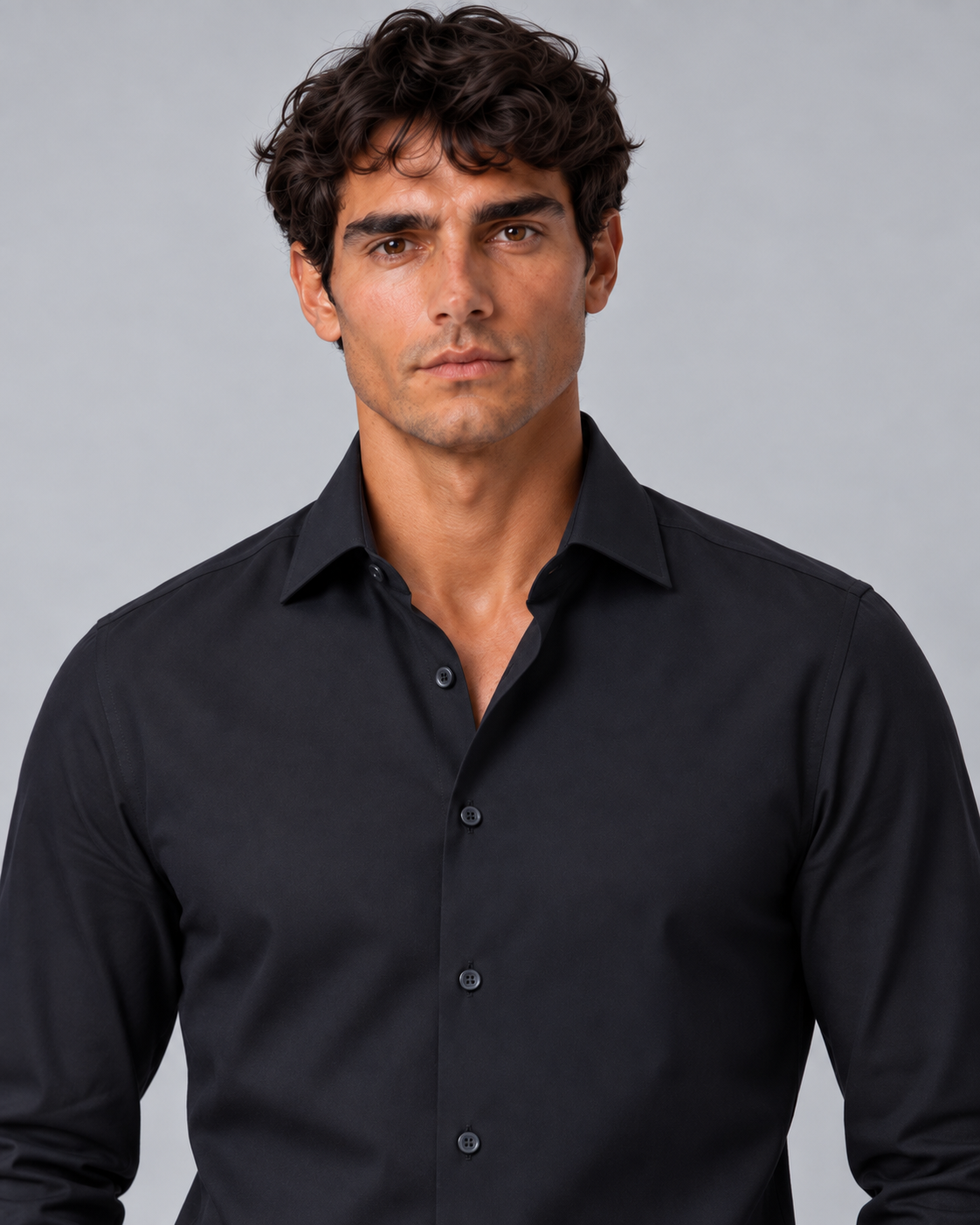 Camicia uomo non stiro nero slim