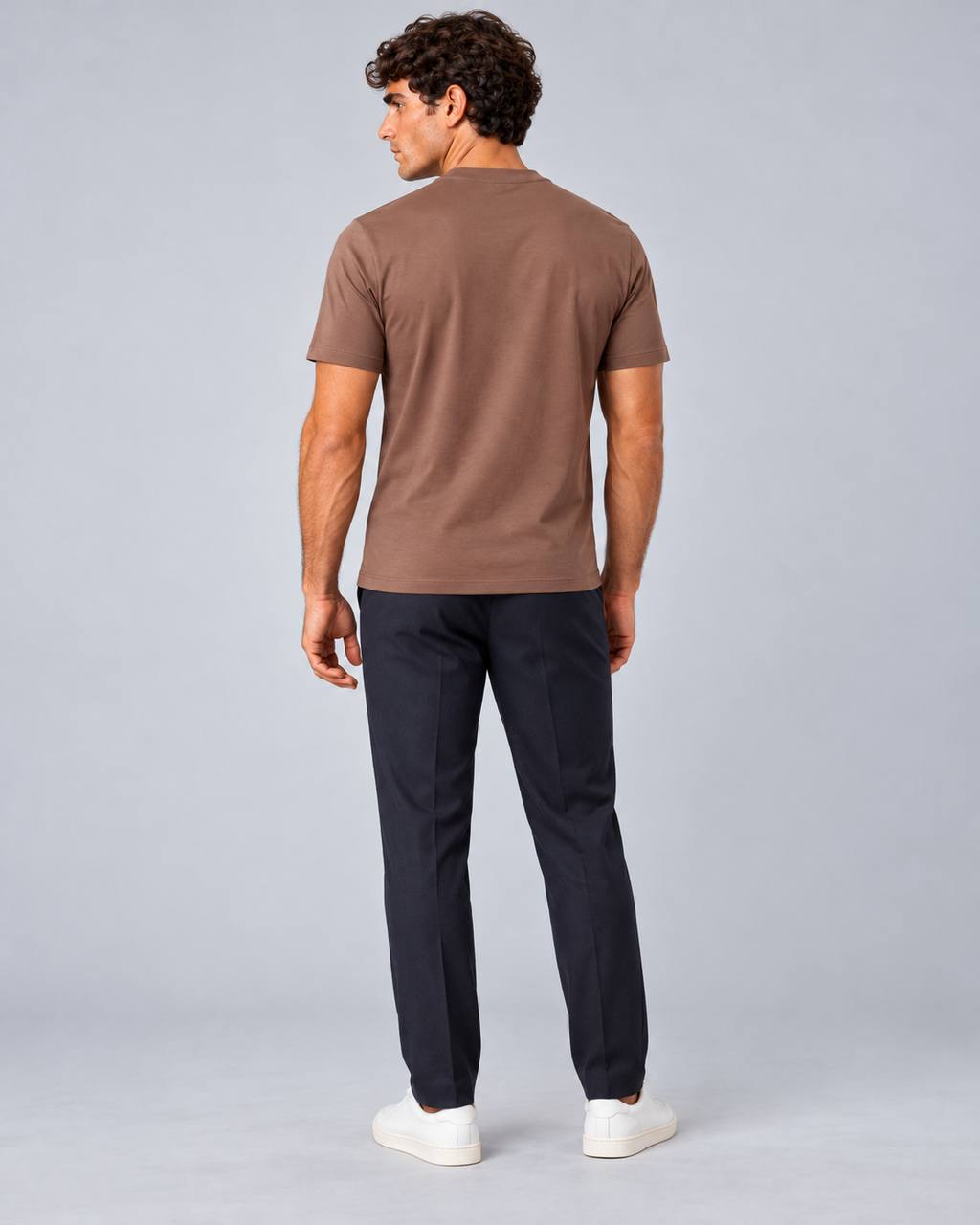 T shirt in filo di scozia caramello