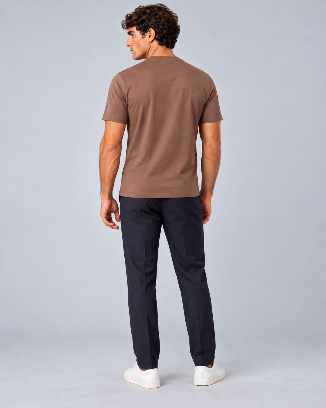 T shirt in filo di scozia caramello