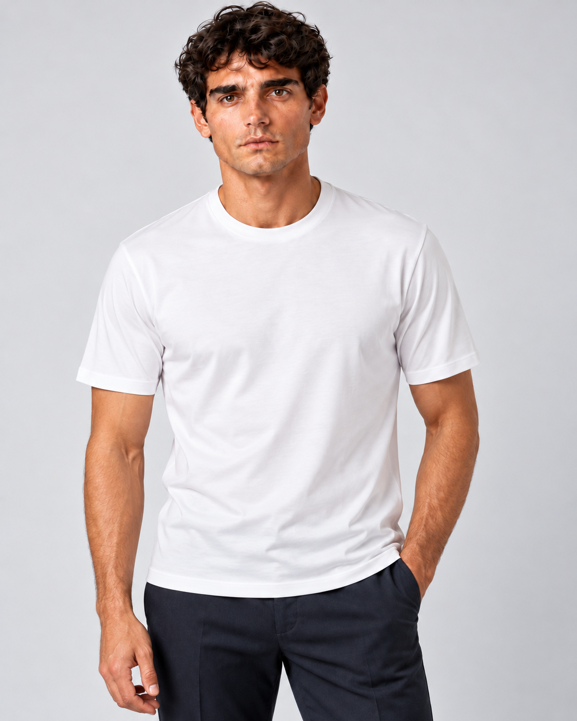 T shirt in filo di scozia bianca