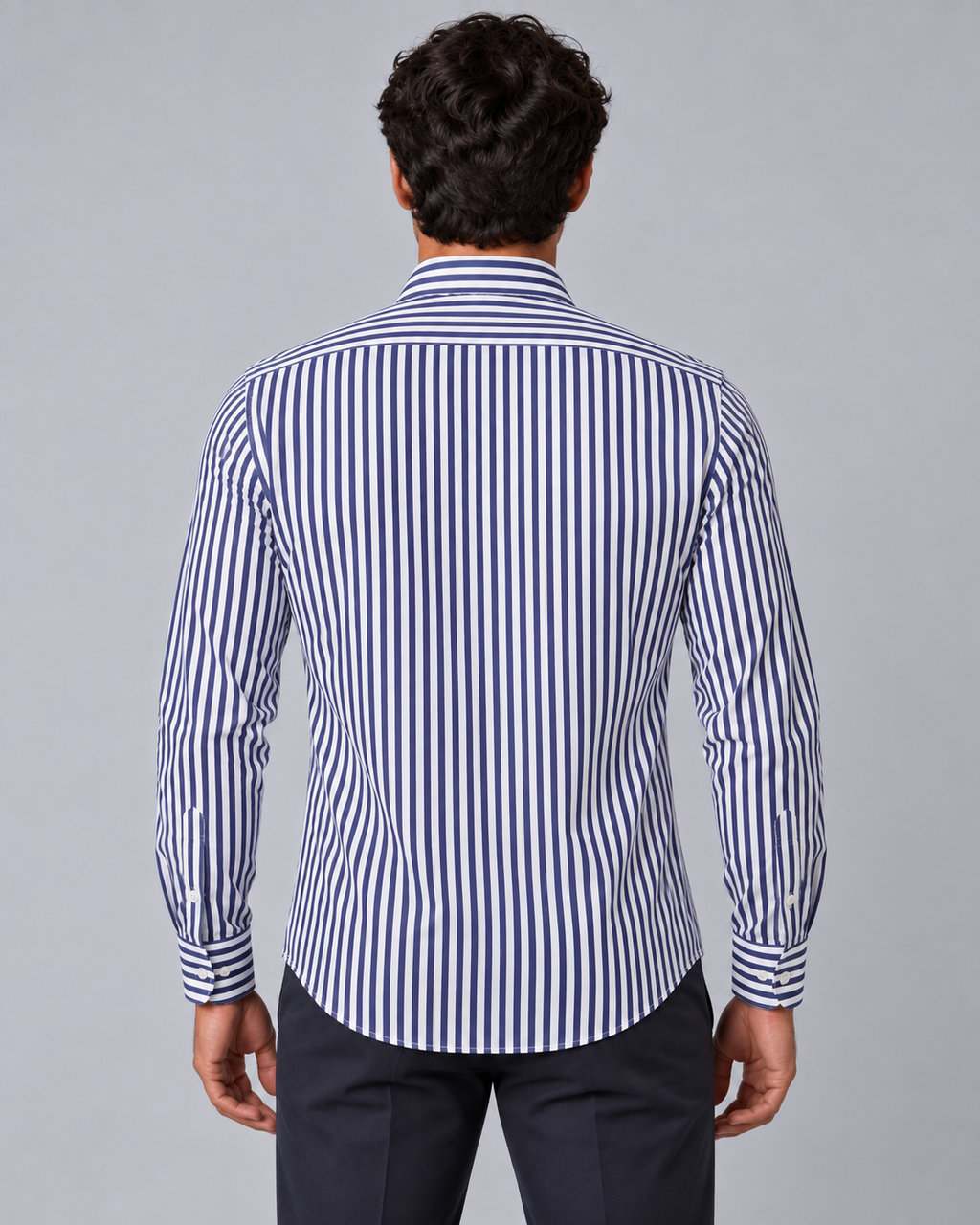 Camicia non stiro righe blu/bianco