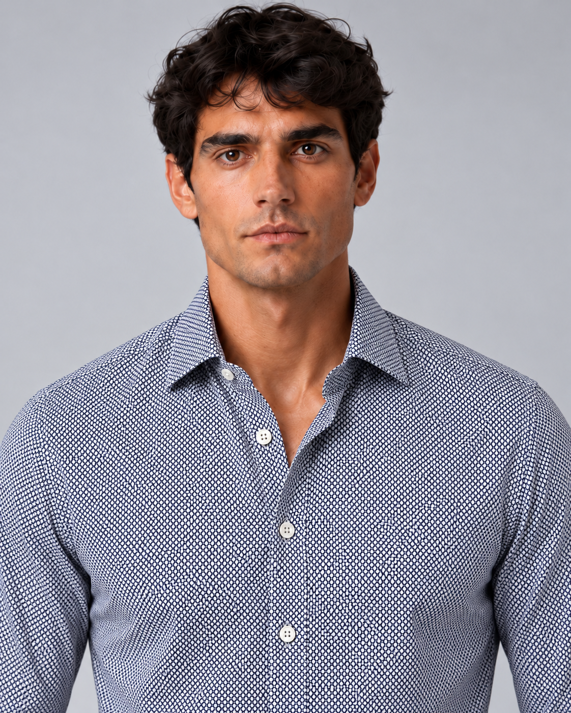 Camicia fantasy blu non stiro