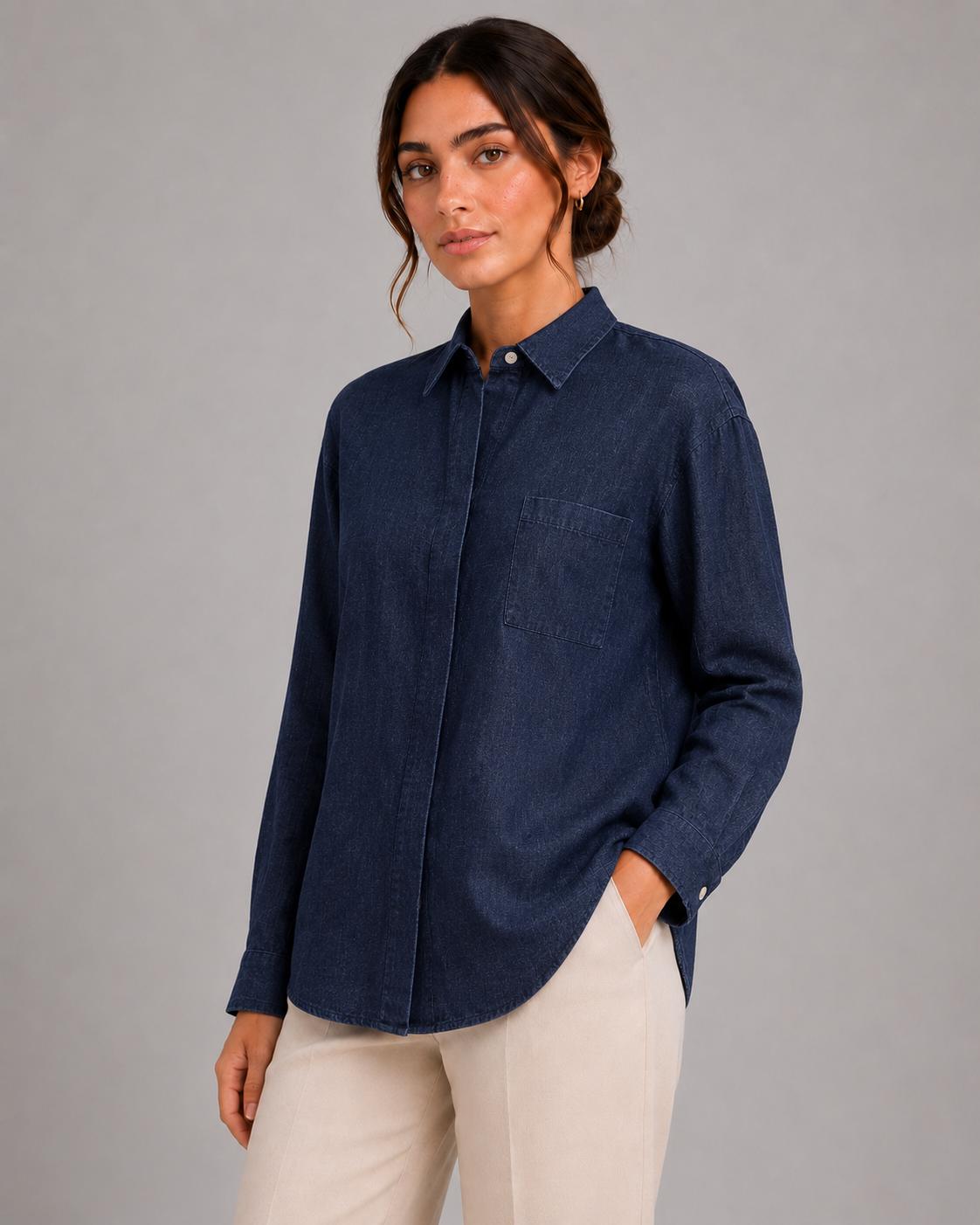 Camicia overtina indaco
