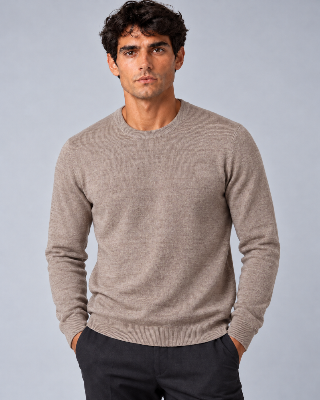 Maglia in lana merino fango