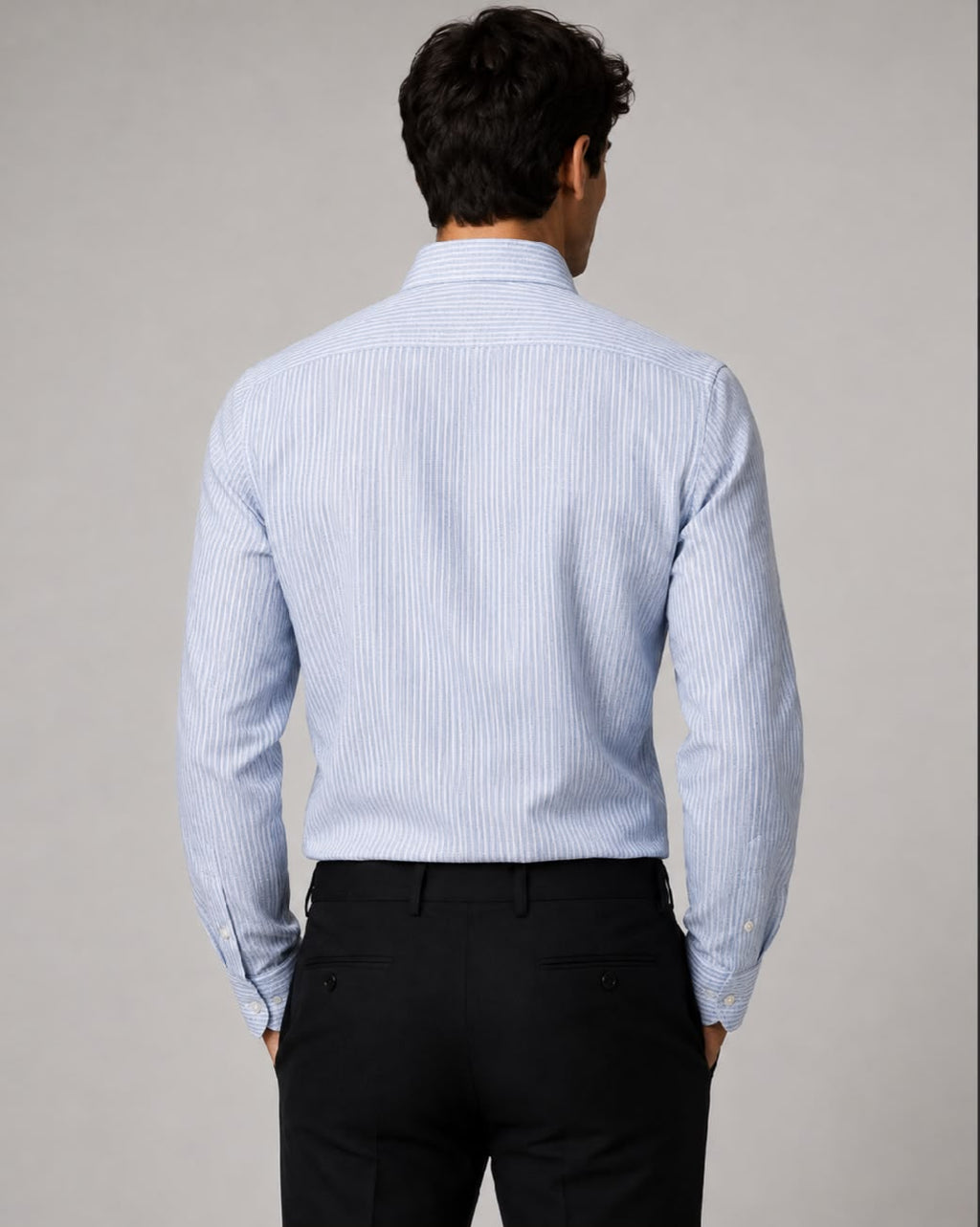 Camicia brami lino righe azzurre