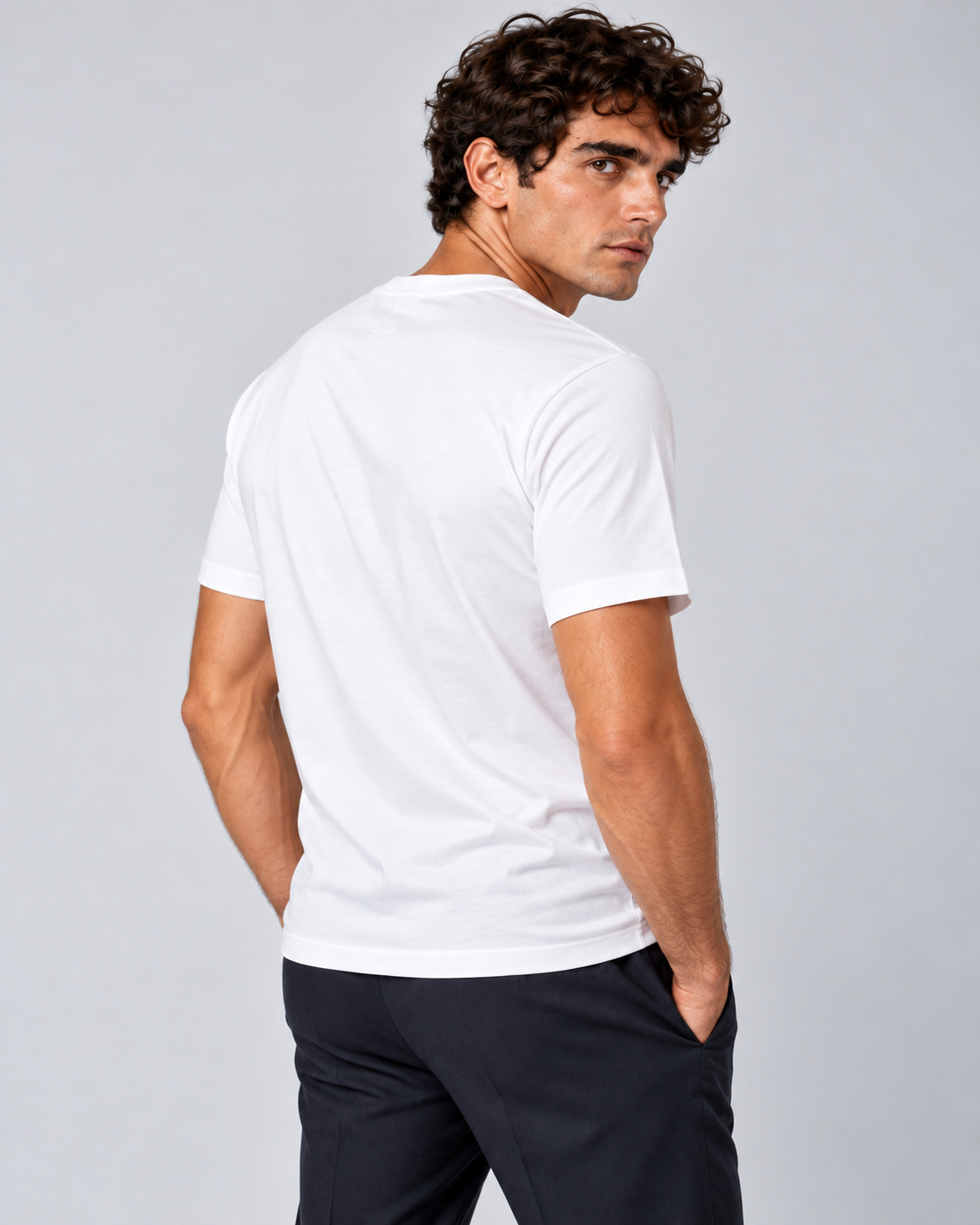 T shirt in filo di scozia bianca