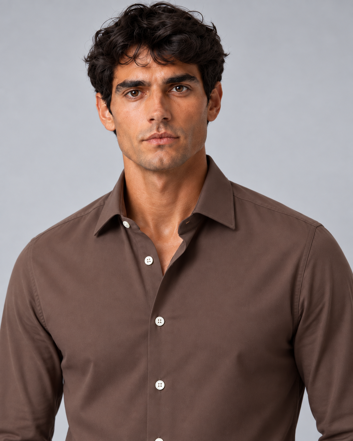 Camicia non stiro marrone