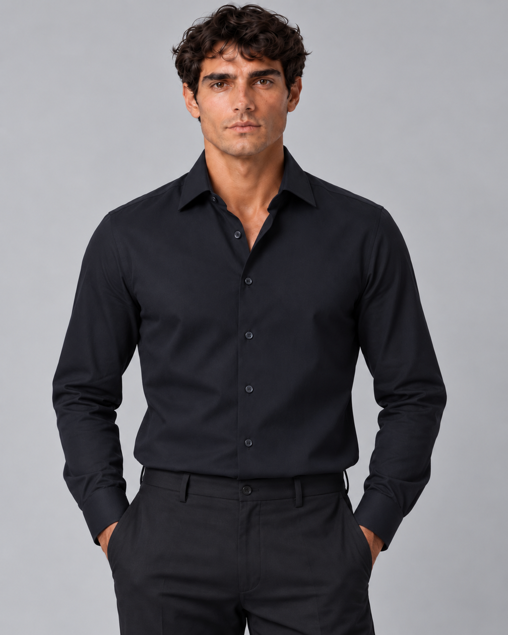 Camicia nera non stiro regular