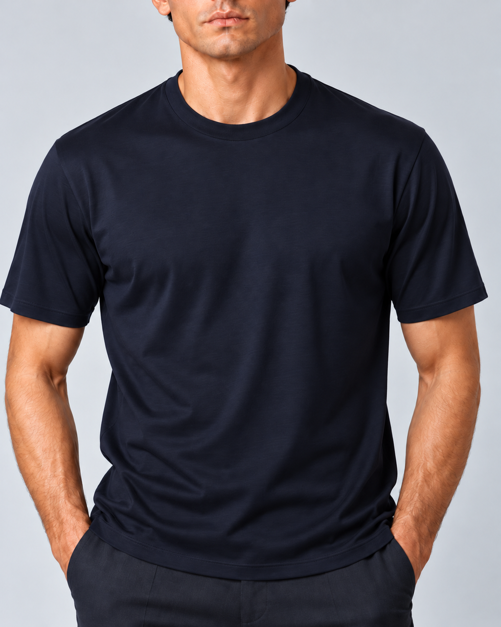 T shirt in filo di scozia blu