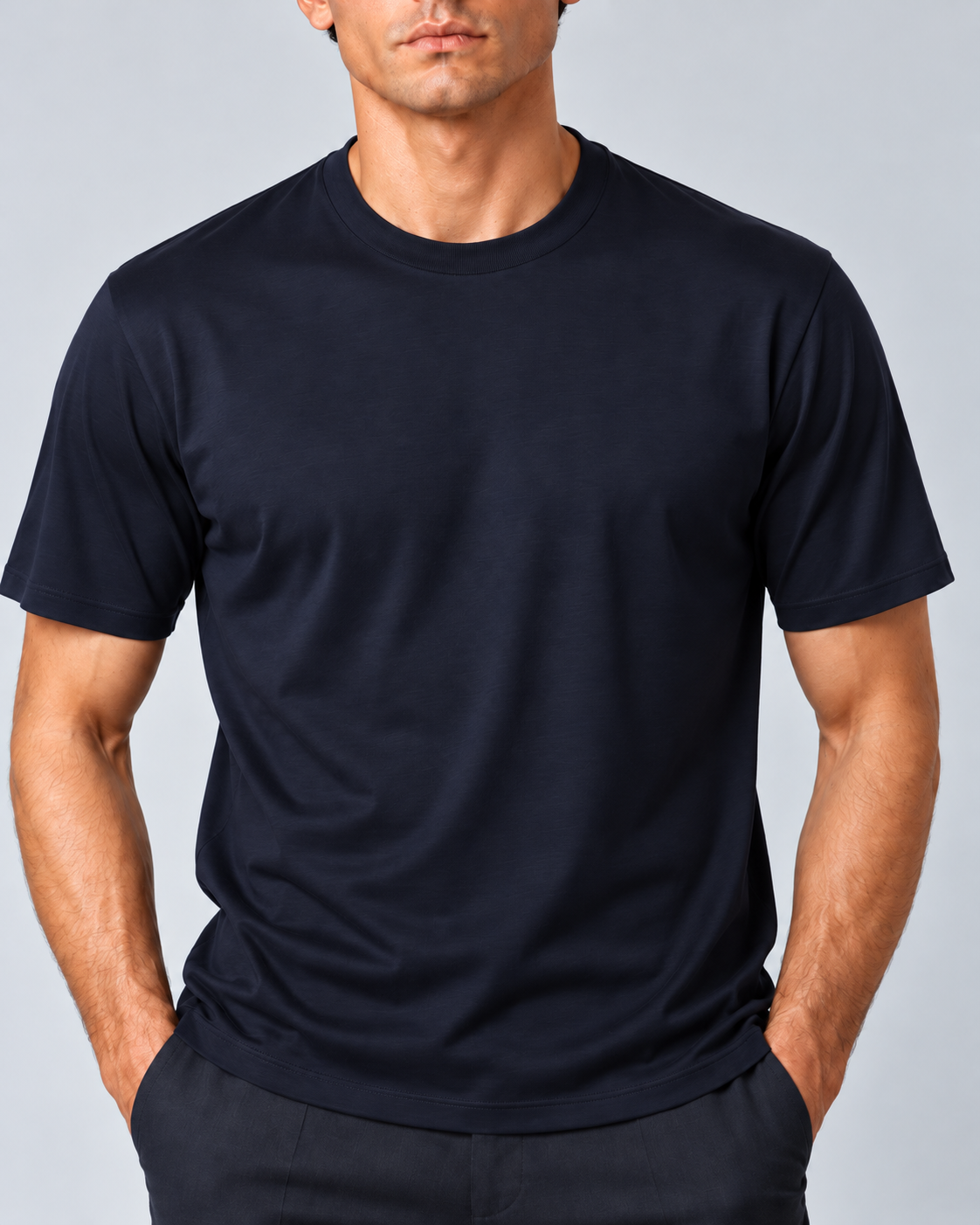 T shirt in filo di scozia blu