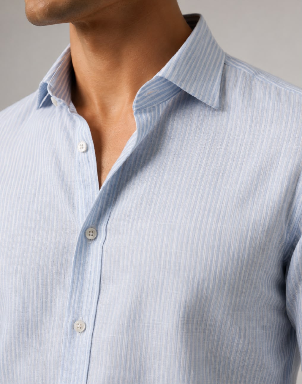 Camicia brami lino righe azzurre