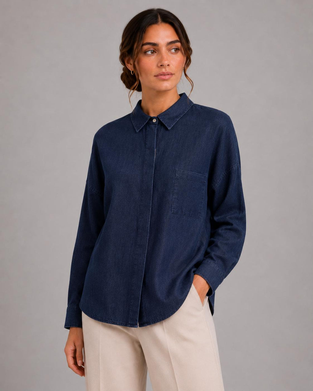 Camicia overtina indaco
