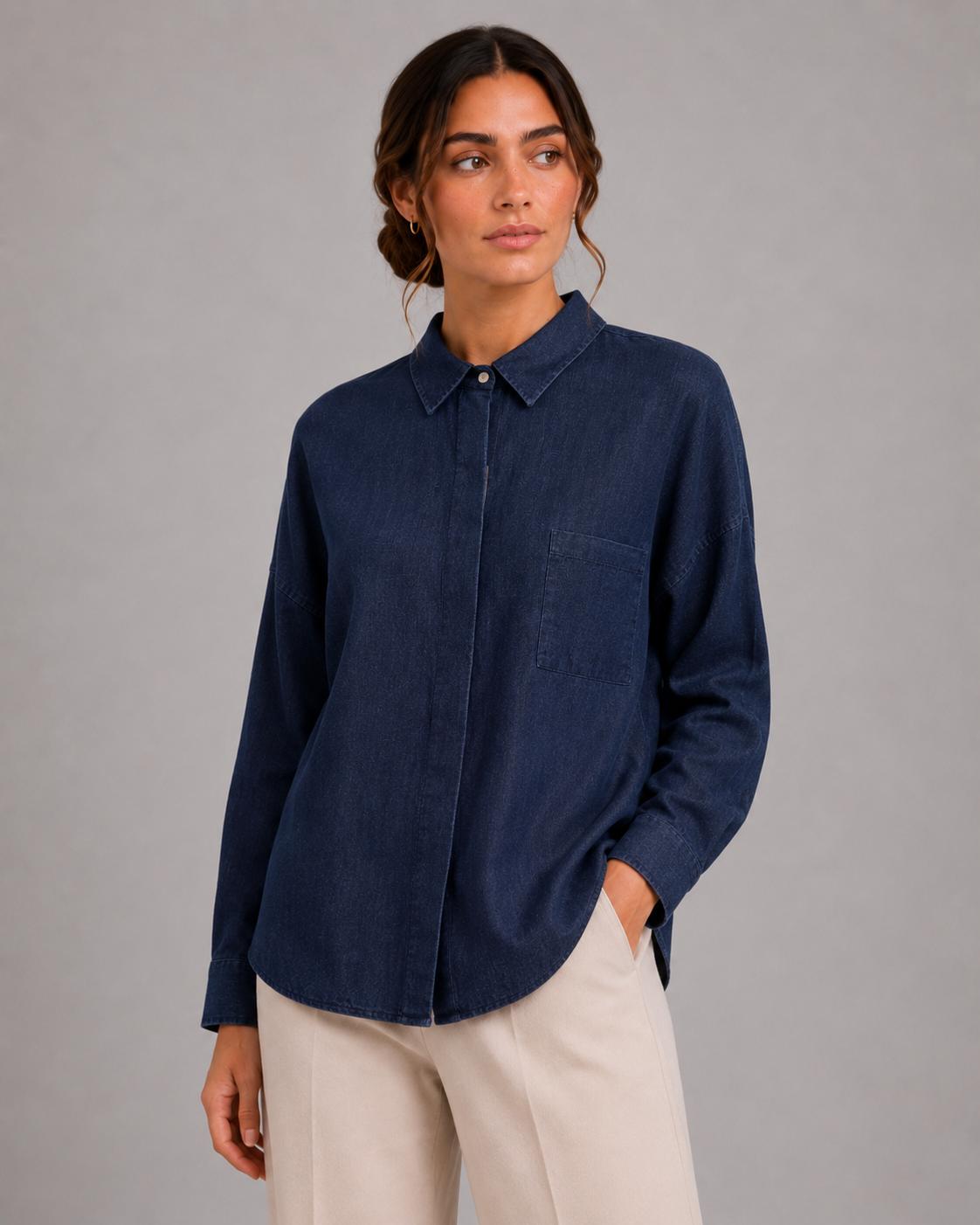 Camicia overtina indaco