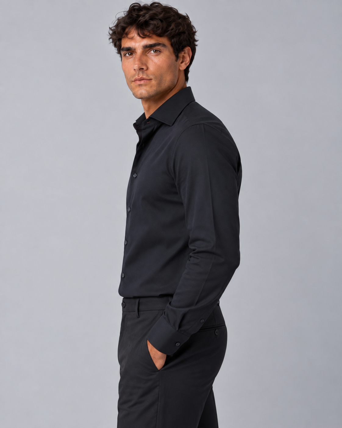 Camicia nera non stiro regular