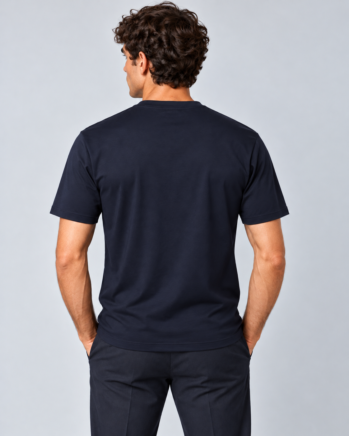 T shirt in filo di scozia blu