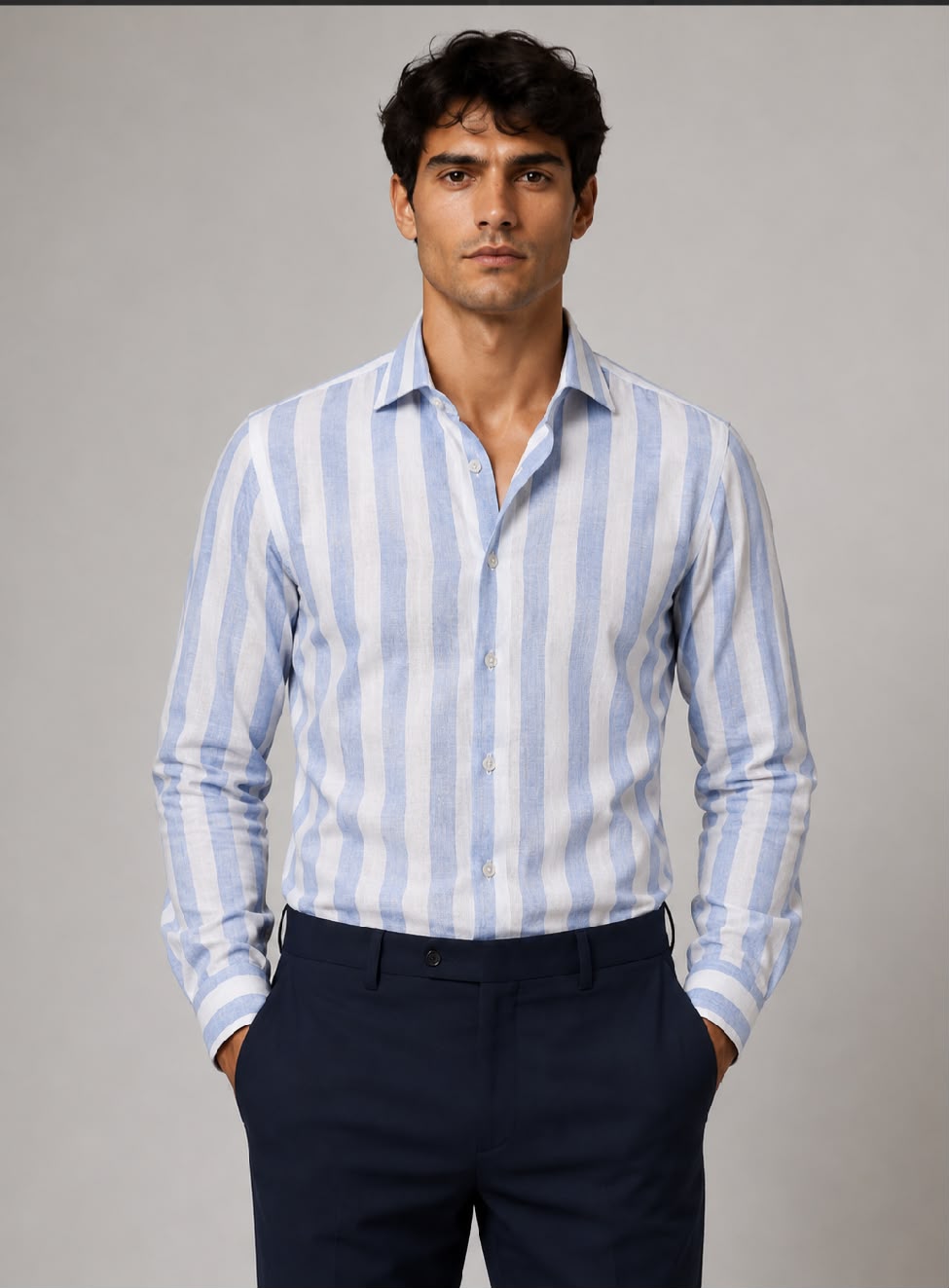 Camicia Lino azzurra 69/01