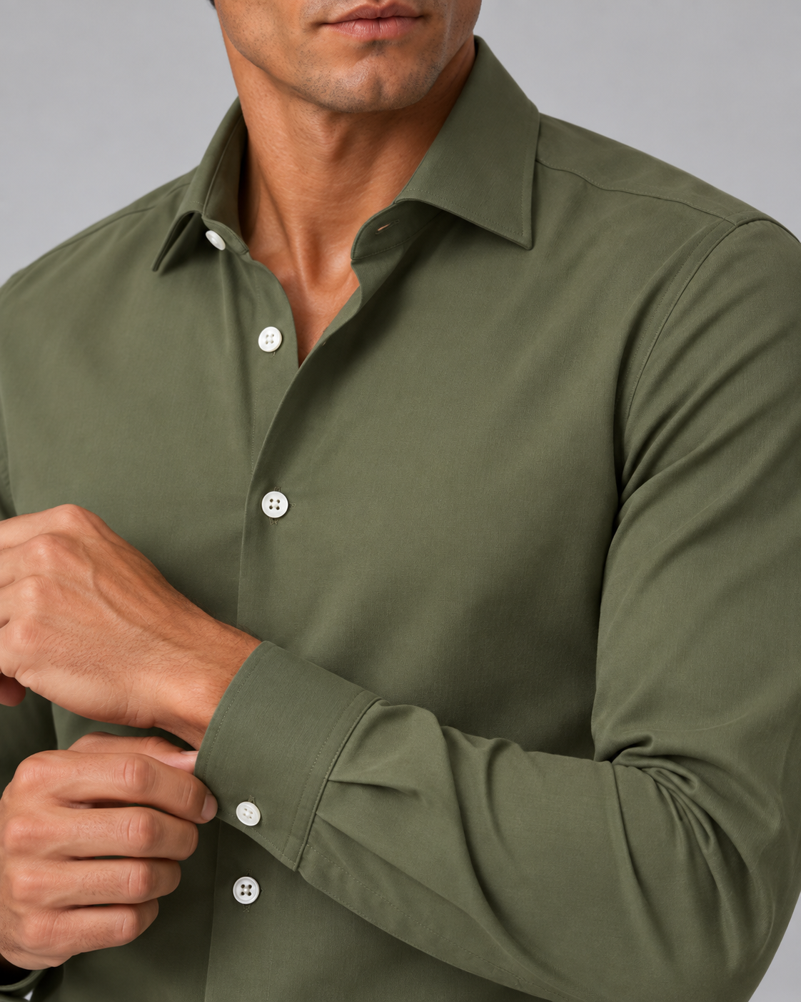 Camicia verde Militare non stiro