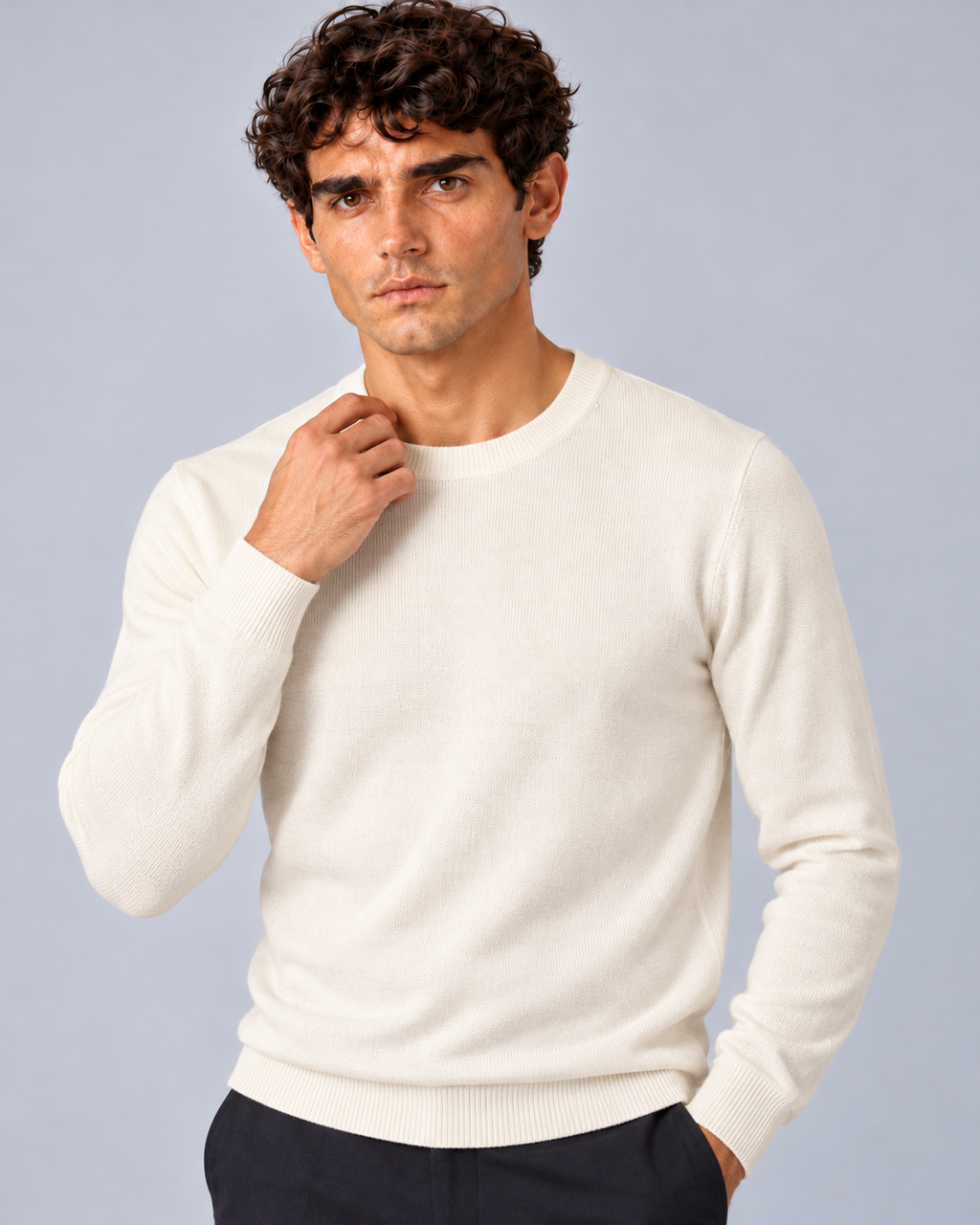 Maglia in lana merino bianco